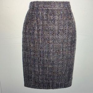 J Crew Navy Blue Metallic Tweed Pencil Skirt